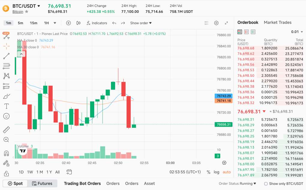 Pionex homepage for crypto trading bots 