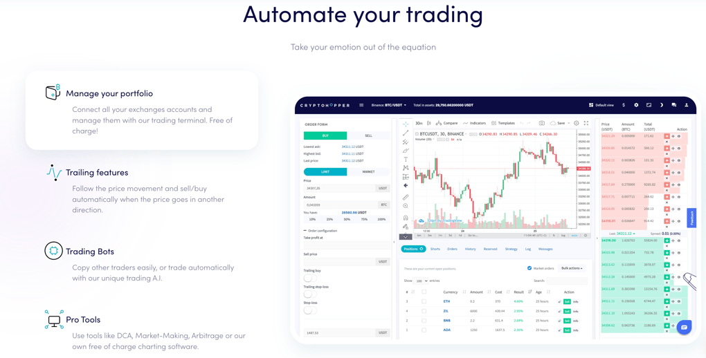 trading bots homepage for crypto trading bots
